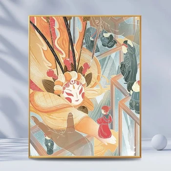 Guofeng Gufeng Digital Живопис с маслени бои Ръчно напълнени масло Напълнени цветя Всекидневна Спалня Декорация Живопис Състояние Tide Декорация