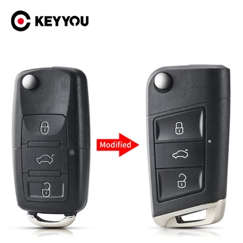 KEYYOU Безплатна доставка Модифициран калъф за ключ за кола за VW Golf 4 5 Passat b5 b6 polo Touran Jetta Seat Skoda 3 Buttons Car Key Cover