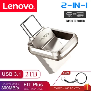 Lenovo 2 In 1 USB 3.0 флаш устройство 2TB 1TB 512GB 256GB Type-c Високоскоростен Pendrive 128GB Мобилно съхранение Flash Disk Сватбени подаръци