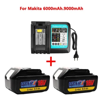 WIth зарядно BL1860 акумулаторна батерия 18 V 6-9mAh литиево-йонна за Makita 18v батерия 6ah BL1840 BL1850 BL1830 BL1860B LXT400