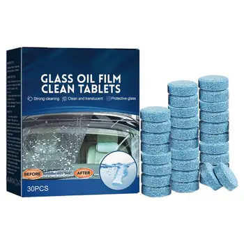 30Pcs обезмасляване филм чистачки същност ефервесцентни таблетки твърди чисти кола предното стъкло стъкло тоалетна почистване кола аксесоари