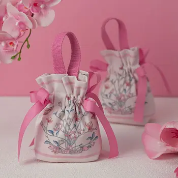 Сатен Bow платно флорални шнур чанта корейски стил окото цвете Bowknot чанта Jewerly опаковане чанта кофа чанта
