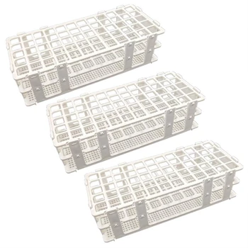 3 бр. Пластмасови държачи за епруветки, 60 отвора, за 16 мм епруветки, бял, разглобяем държач за стойка за лабораторни епруветки (60 дупки)